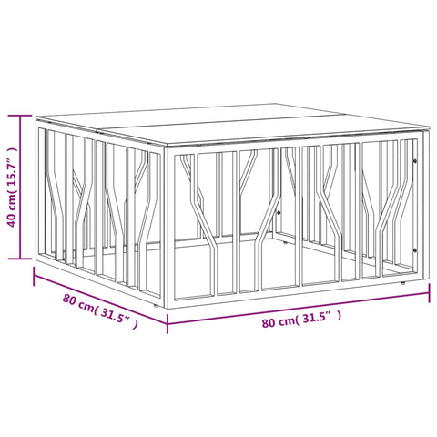 vidaXL Couchtisch 80x80x40 cm Edelstahl und Glas