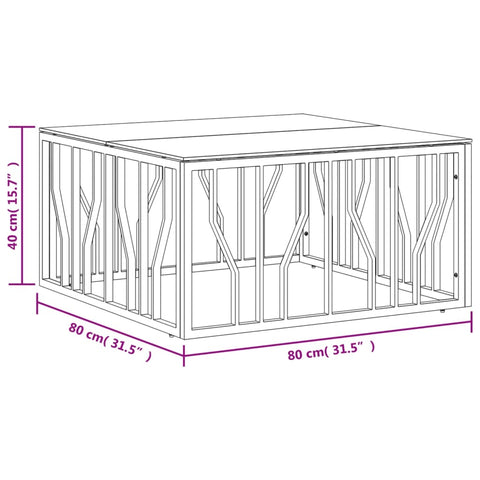 vidaXL Couchtisch Golden 80x80x40 cm Edelstahl und Glas