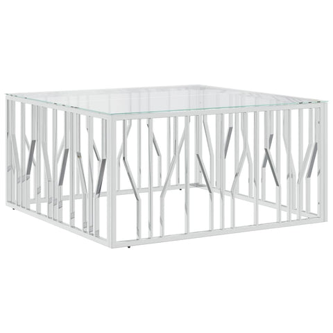 vidaXL Couchtisch 100x100x50 cm Edelstahl und Glas