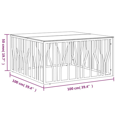 vidaXL Couchtisch 100x100x50 cm Edelstahl und Glas