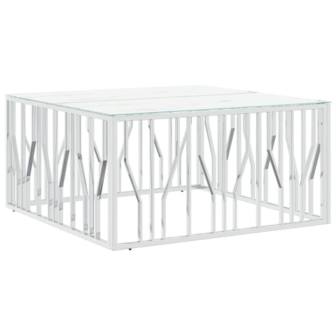 vidaXL Couchtisch Silbern 100x100x50 cm Edelstahl und Glas