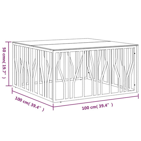 vidaXL Couchtisch Golden 100x100x50 cm Edelstahl und Glas