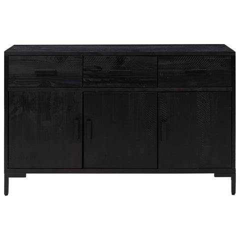 Sideboard Schwarz 110x35x70 cm Massivholz Kiefer