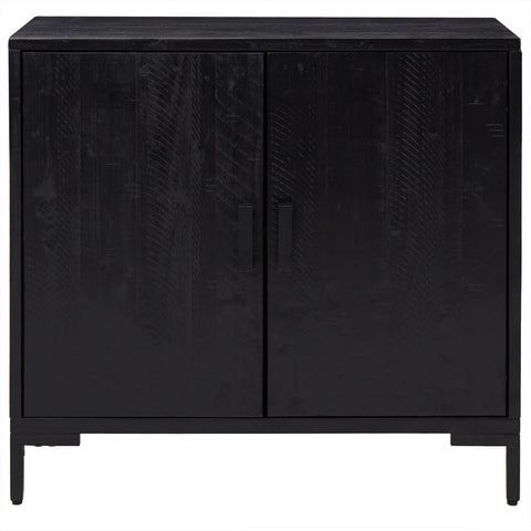 Sideboard Schwarz 75x35x70 cm Massivholz Kiefer