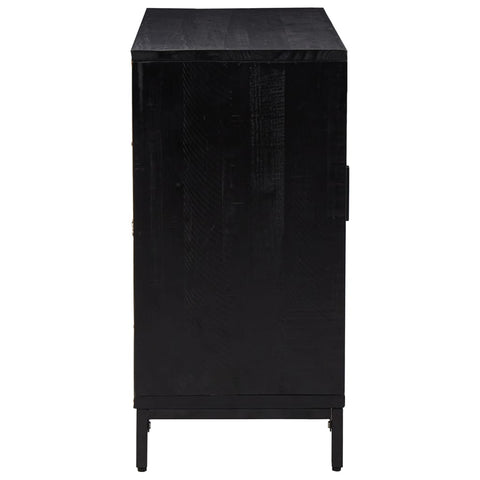 Sideboard Schwarz 75x35x70 cm Massivholz Kiefer