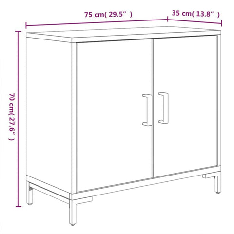 Sideboard Schwarz 75x35x70 cm Massivholz Kiefer