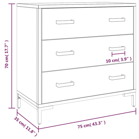 vidaXL Kommode 75x35x70 cm Massivholz Kiefer