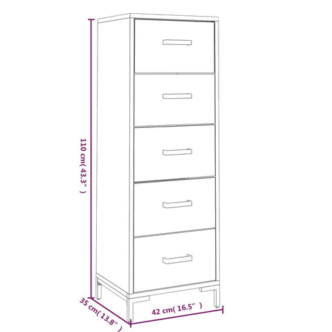 vidaXL Kommode 42x35x110 cm Massivholz Kiefer