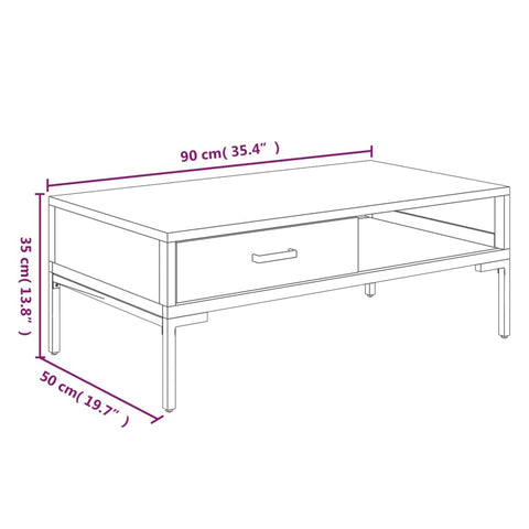 vidaXL Couchtisch 90x50x35 cm Massivholz Kiefer