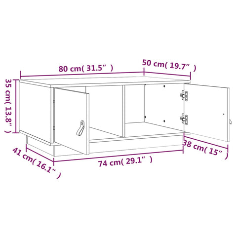 vidaXL Couchtisch 80x50x35 cm Massivholz Kiefer