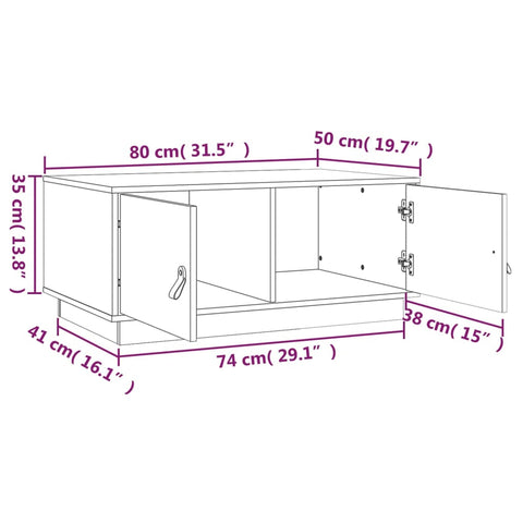 vidaXL Couchtisch Weiß 80x50x35 cm Massivholz Kiefer