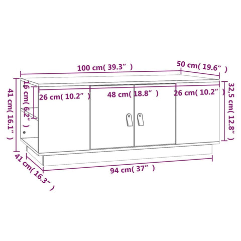 vidaXL Couchtisch 100x50x41 cm Massivholz Kiefer