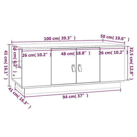 vidaXL Couchtisch Weiß 100x50x41 cm Massivholz Kiefer