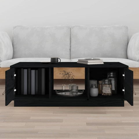 vidaXL Couchtisch Schwarz 100x50x35 cm Massivholz Kiefer