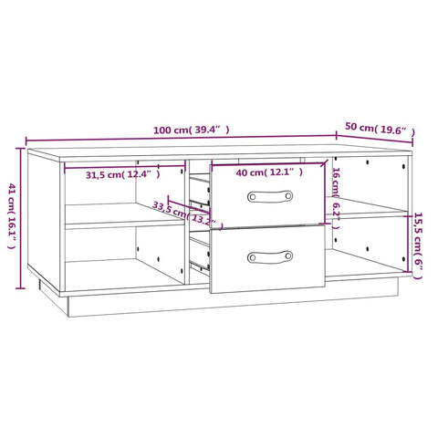 vidaXL Couchtisch 100x50x41 cm Massivholz Kiefer