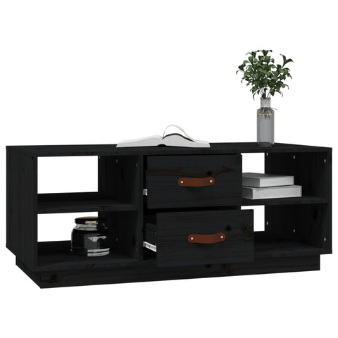 vidaXL Couchtisch Schwarz 100x50x41 cm Massivholz Kiefer