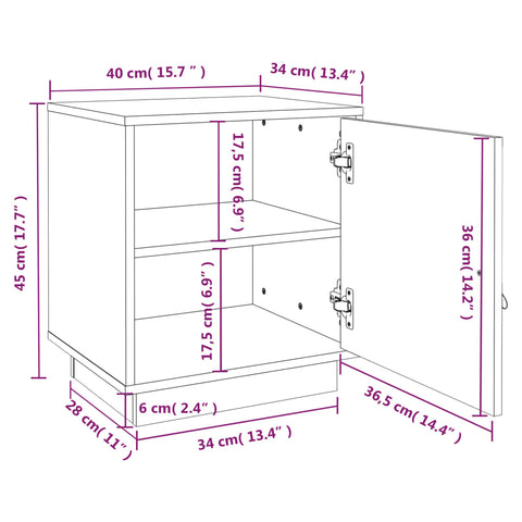 vidaXL Nachttische 2 Stk. Weiß 40x34x45 cm Massivholz Kiefer