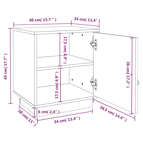 vidaXL Nachttisch Grau 40x34x45 cm Massivholz Kiefer