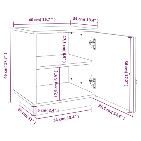 vidaXL Nachttisch Schwarz 40x34x45 cm Massivholz Kiefer