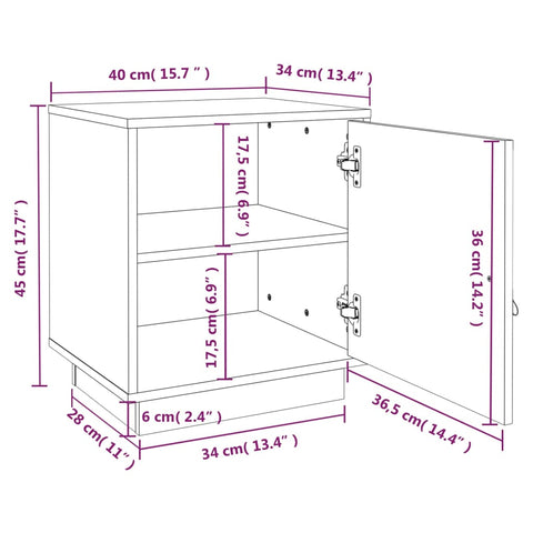 vidaXL Nachttische 2 Stk. Schwarz 40x34x45 cm Massivholz Kiefer