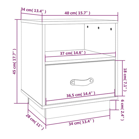 vidaXL Nachttische 2 Stk. Weiß 40x34x45 cm Massivholz Kiefer