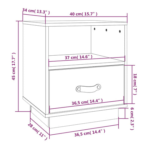 vidaXL Nachttisch Grau 40x34x45 cm Massivholz Kiefer