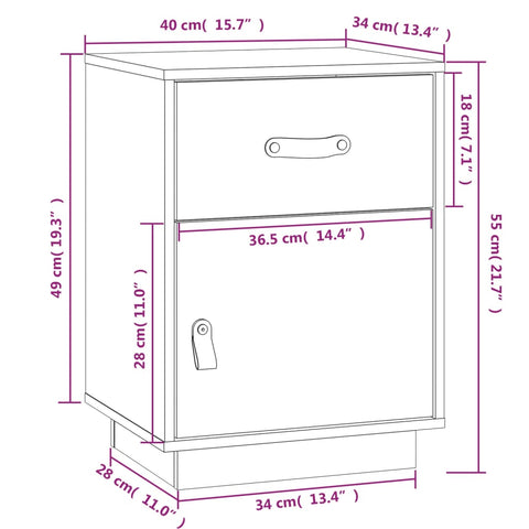 vidaXL Nachttische 2 Stk. Weiß 40x34x55 cm Massivholz Kiefer