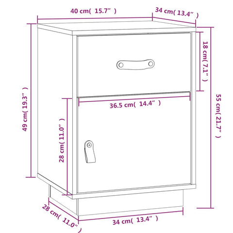 vidaXL Nachttisch Grau 40x34x55 cm Massivholz Kiefer