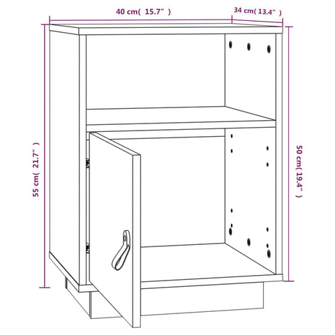 vidaXL Nachttisch Grau 40x34x55 cm Massivholz Kiefer