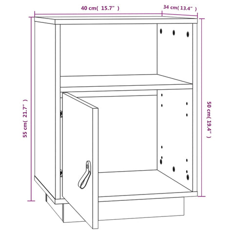 vidaXL Nachttische 2 Stk. Grau 40x34x55 cm Massivholz Kiefer