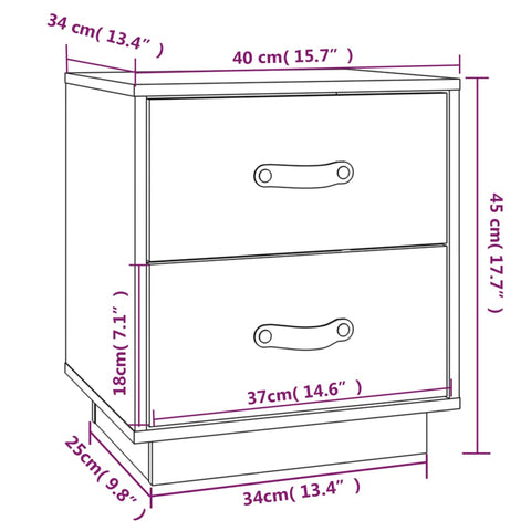  vidaXL Nachttische 2 Stk. Weiß 40x34x45 cm Massivholz Kiefer