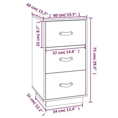  vidaXL Nachttische 2 Stk. Grau 40x40x75 cm Massivholz Kiefer