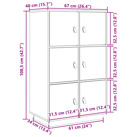 vidaXL Highboard 67x40x108,5 cm Massivholz Kiefer