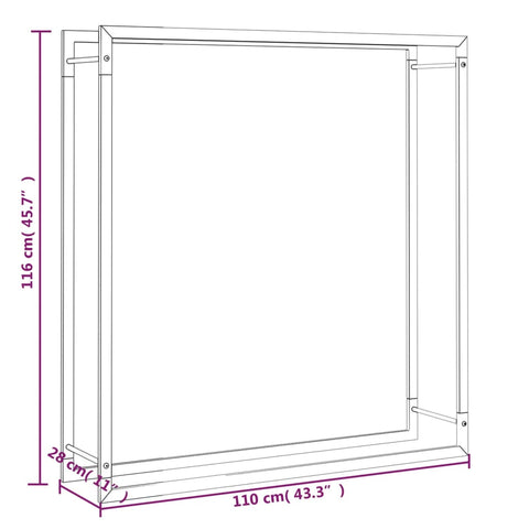 Brennholzregal Mattschwarz 110x28x116 cm Stahl