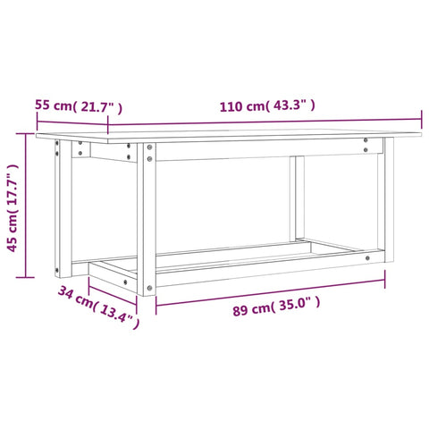 vidaXL Couchtisch 110x55x45 cm Massivholz Kiefer