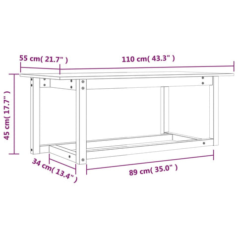 vidaXL Couchtisch Weiß 110x55x45 cm Massivholz Kiefer