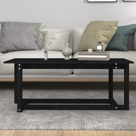 vidaXL Couchtisch Schwarz 110x55x45 cm Massivholz Kiefer