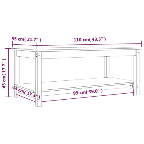 vidaXL Couchtisch 110x55x45 cm Massivholz Kiefer