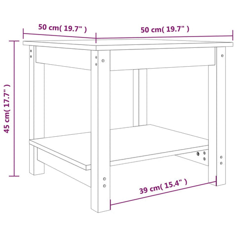 vidaXL Couchtisch 50x50x45 cm Massivholz Kiefer