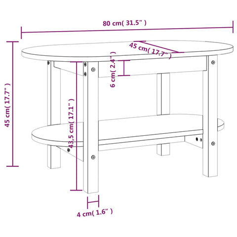 vidaXL Couchtisch 80x45x45 cm Massivholz Kiefer