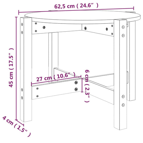 vidaXL Couchtisch Ø 62,5x45 cm Massivholz Kiefer