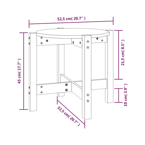 vidaXL Couchtisch Ø 52,5x45 cm Massivholz Kiefer