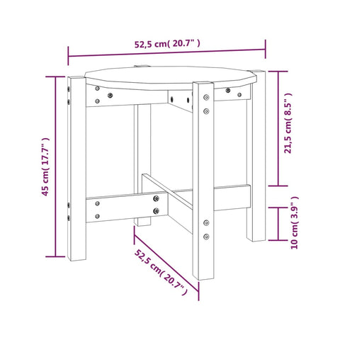 vidaXL Couchtisch Grau Ø 52,5x45 cm Massivholz Kiefer