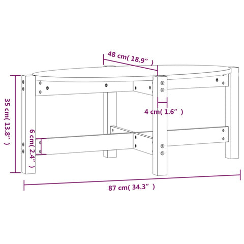 vidaXL Couchtisch 87x48x35 cm Massivholz Kiefer