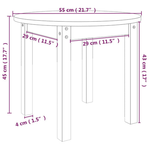 vidaXL Couchtisch Grau Ø 55x45 cm Massivholz Kiefer