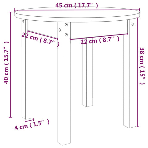 vidaXL Couchtisch Honigbraun Ø 45x40 cm Massivholz Kiefer