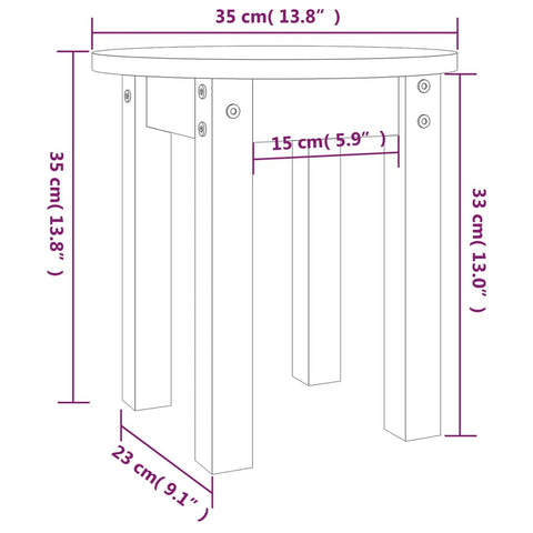 vidaXL Couchtisch Grau Ø 35x35 cm Massivholz Kiefer