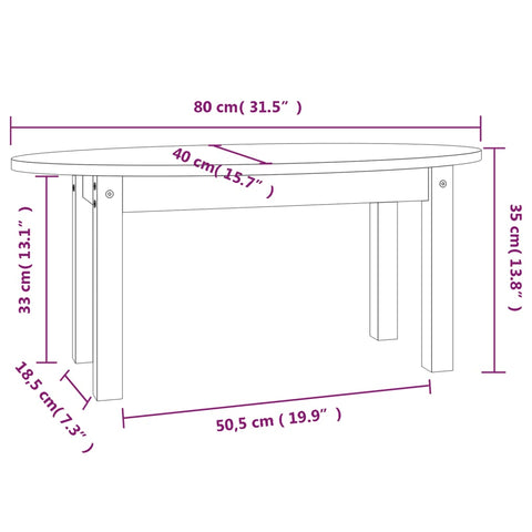 vidaXL Couchtisch 80x40x35 cm Massivholz Kiefer