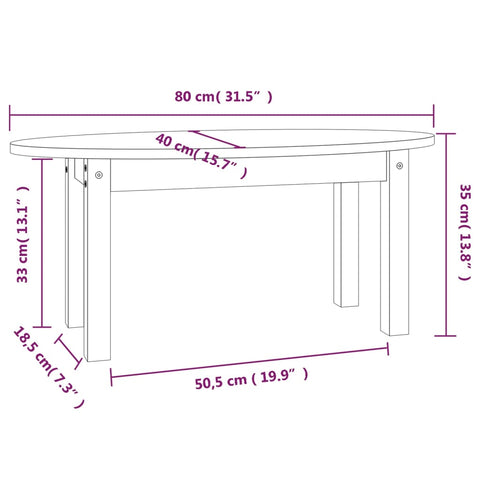 vidaXL Couchtisch Schwarz 80x40x35 cm Massivholz Kiefer