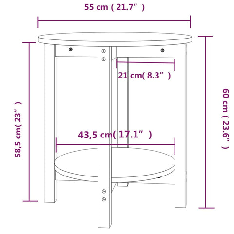 vidaXL Couchtisch Schwarz Ø 55x60 cm Massivholz Kiefer